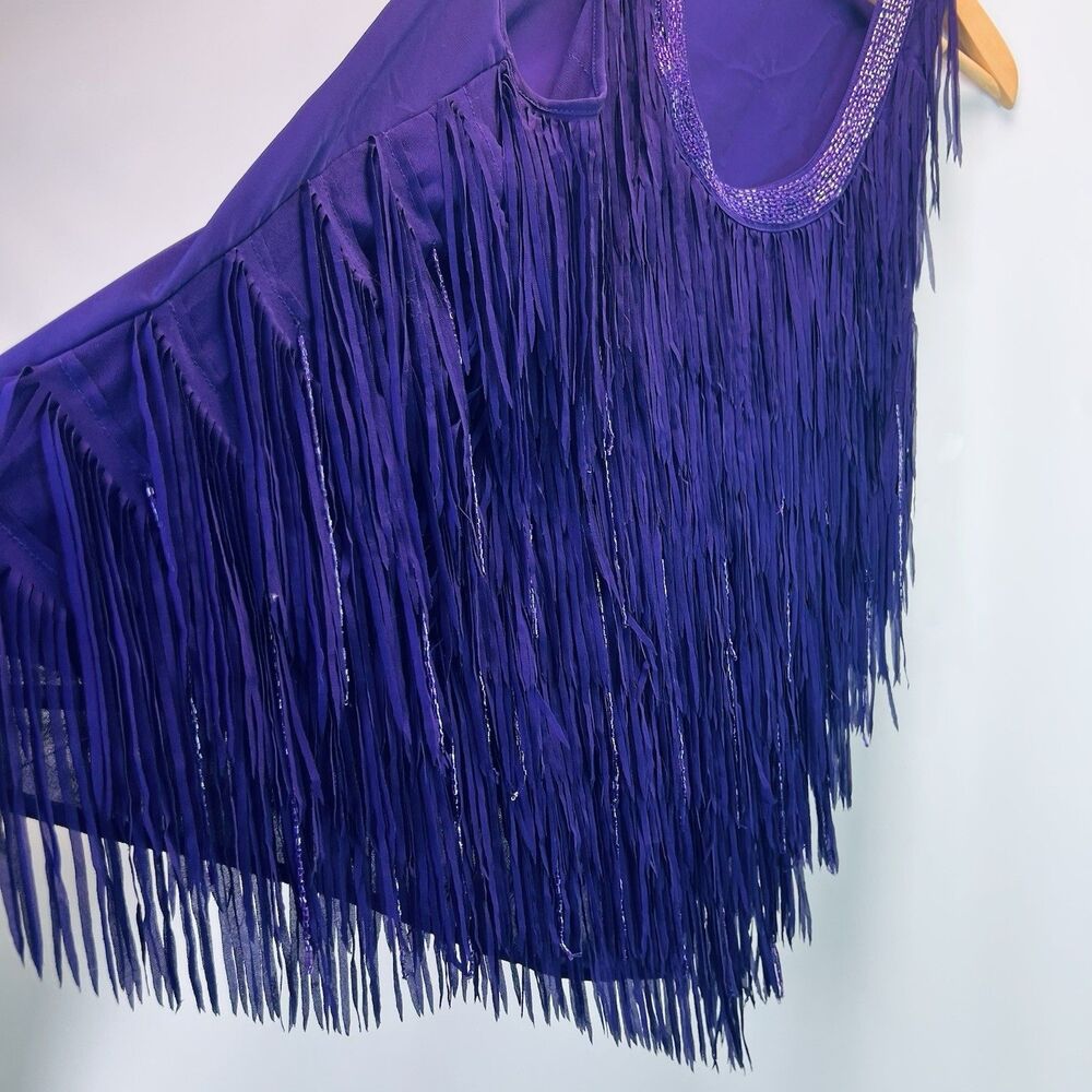 Cache Purple Beaded Fringe Sleeveless Top Size XL - Picture 2 of 5